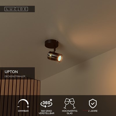 Lucide UPTON - Deckenstrahler - 1xGU10 - Rauchfarbe Grau